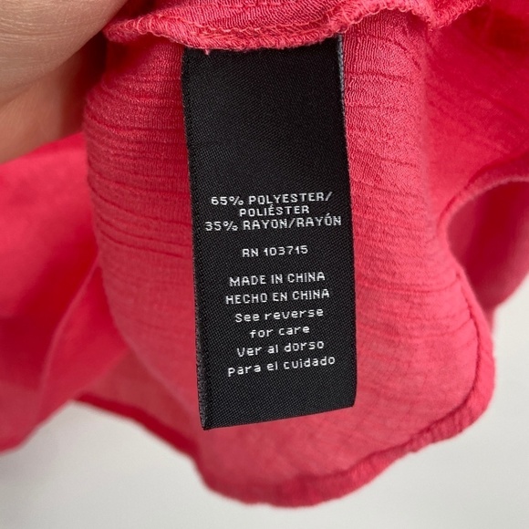 ZAC & RACHEL Pink Crochet Neck Semi Sheer 3/4 Sleeve V-Neck Blouse Size XL - Picture 6 of 6